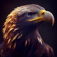 eagle head on black background. 3d illustration. 3d rendering, Image photo