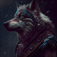 Mysterious wolf. Fantasy digital painting. 3D illustration., Image photo