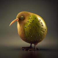 kiwi pájaro en un oscuro antecedentes. 3d ilustración., ai generativo imagen foto