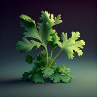 Parsley in a vase on a dark background. 3d render, Image photo