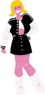 Cartoon girl Gen Z fashion