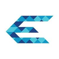 E Letter Logo Design Template with Blue Colors and Dots vector