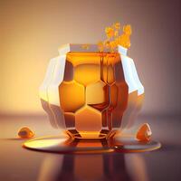 whisky en un vaso con hielo cubitos. 3d representación, ai generativo imagen foto