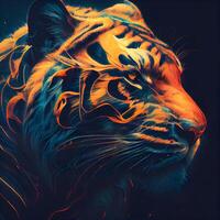 Portrait of a tiger in a fantastic style. Color effect., Image photo