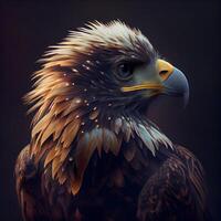 Portrait of a golden eagle on a dark background. 3d rendering, Image photo