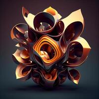 3d illustration of abstract geometric composition, computer generated images, dark background, Image photo