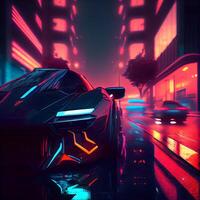 Night traffic in the city. 3d rendering. Computer digital drawing., Image photo