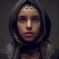Portrait of a beautiful muslim woman. 3d rendering., Image photo
