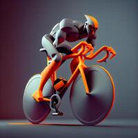 Cyclist. 3d render illustration isolated on dark background., Image photo