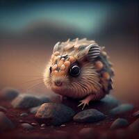 Funny hamster with big eyes, 3d rendering. Computer digital drawing., Image photo