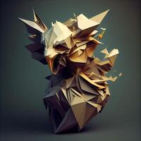 resumen poligonal origami pájaro. 3d hacer ilustración., ai generativo imagen foto