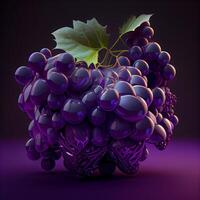 manojo de uvas en un oscuro antecedentes. 3d ilustración., ai generativo imagen foto