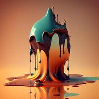 3D illustration of a drop of paint dripping. 3D rendering, Image photo