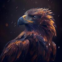 Eagle in the rain. 3d rendering. Computer digital drawing., Image photo