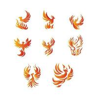 set of eight phoenix icons isolated on white background vector