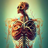 Human Heart with Circulatory System Anatomy For Medical Concept 3D Illustration, Image photo