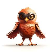 Cute cartoon owl isolated on white background. 3D illustration., Image photo