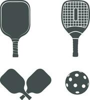 pickleball raqueta y pelota silueta, pickleball paletas silueta, pickleball pelota silueta vector