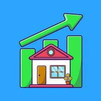 House With Gold Coin Plant And Statistic Cartoon Vector Icons Illustration. Flat Cartoon Concept. Suitable for any creative project.