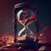 Time concept. Hourglass with growing plant inside. 3D rendering, Image photo