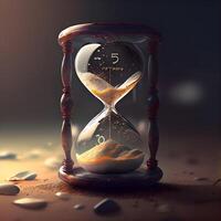 Hourglass on a dark background. Concept of time. 3d rendering, Image photo