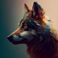 retrato de un lobo. digital cuadro. 3d representación., ai generativo imagen foto