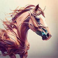 3d rendering of a horse with a mane in the wind, Image photo