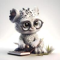 3D rendering of a cute cartoon leopard isolated on white background, Image photo