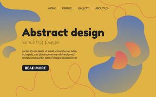 Landing page template with liquid fluid shapes for business website design. Vector illustration