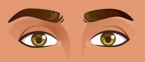 Big male eyes. Character face backdrop. Cartoon style. Vector