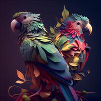 Colorful parrot on a dark background. 3D illustration., Image photo