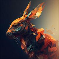 Abstract polygonal hare on dark background. illustration., Image photo