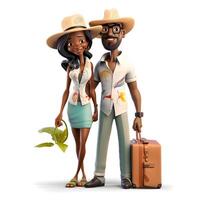 3D Illustration of a Happy African American Couple on White Background, Image photo