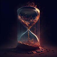 Hourglass with flowing sand, time passing concept. 3d rendering, Image photo