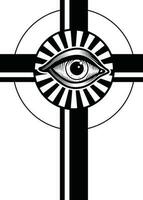 Cross With An Eye, Isolated Background. vector