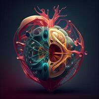 Human heart. 3D illustration, 3D CG. High resolution., Image photo