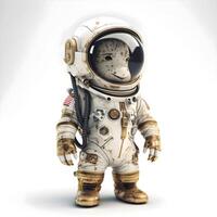 Astronaut dog in helmet on white background. 3D rendering., Image photo