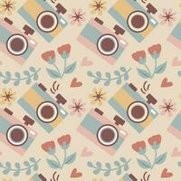 Summer camera seamless pattern vector