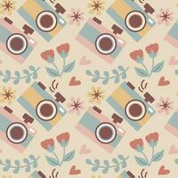 Summer camera seamless pattern vector