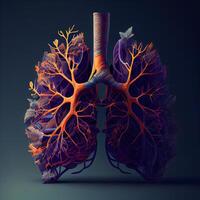 livianos anatomía. 3d ilustración. medicina y cuidado de la salud concepto., ai generativo imagen foto