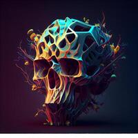 Skull. Abstract 3d illustration. Futuristic style., Image photo