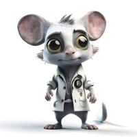 A white mouse with a gas mask and binoculars on a white background, Image photo