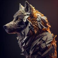 3D rendering of a dog in low poly style isolated on black background, Image photo