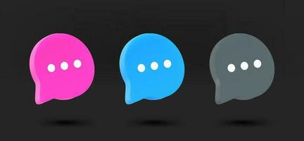 Color chat icons collection. 3d vector isolated on black background