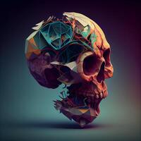 Human skull in low poly style. 3d illustration. Polygonal design., Image photo