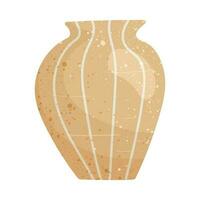 Vector isolated illustration on white background. A simple vase with a fancy shape decoration. Design element in flat style, attribute or decor of ancient Greece or Rome.