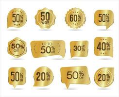 Modern gold sale banners and labels vector collection