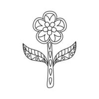 Linear ornate flower simple style vector illustration. Outline geometric flower isolated on white