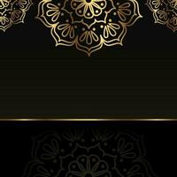 Vector square premium banner with gold mandala. Luxury dark background with empty space