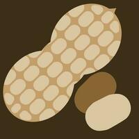 A simple peanut with two nuts, brown and light brown colors, peanut illustration vector, food and nuts sign and tag, suitable for product packaging and food shops banners, minimalist style drawing vector